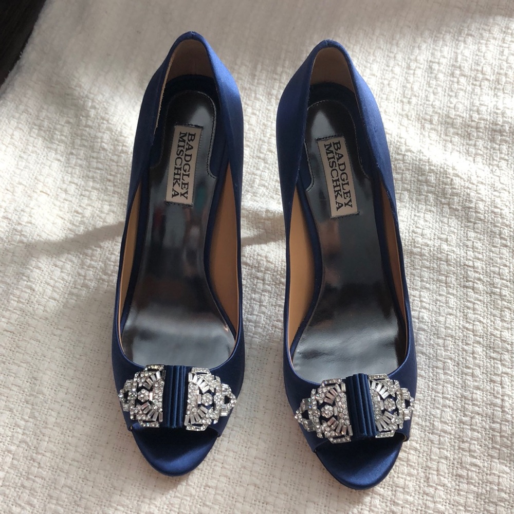 Badgley Mischka Blue Satin Pumps